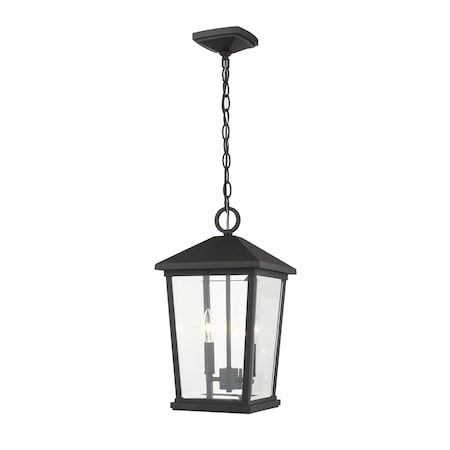 Z-Lite Beacon 2 Light Outdoor Chain Mount Ceiling Fixture, Black & Clear Beveled 568CHB-BK
